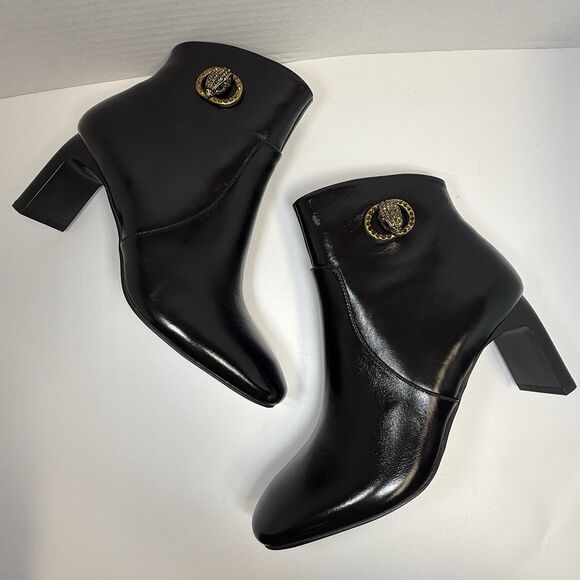 Kurt Geiger London Black Chelsea Square Toe Eagle Head Leather Booties Sz 36/6 - Picture 4 of 9